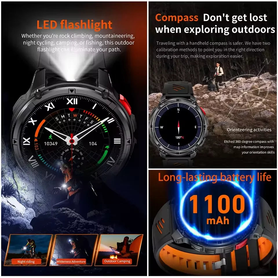 Rugged Outdoor GPS Smart Watch 1100mAh – 1.7" AMOLED