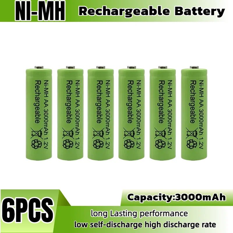 High Capacity 1.2V 3000mAh NiMH AA Rechargeable Batteries, 8-Pack with Long Life & Low Self Discharge for Toys RC Camera Flash
