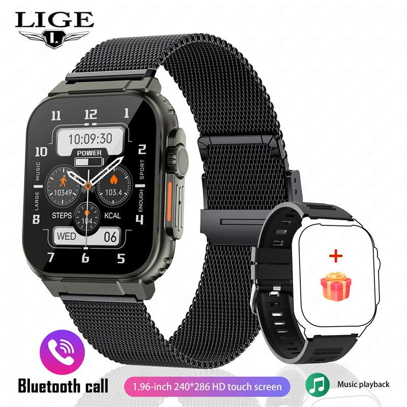 LIGE 600mAh high-Capacity Smart Watch Ultra Watch Men Bluetooth Call TWS Local Music Smartwatch Sport IP68 Waterproof Watches