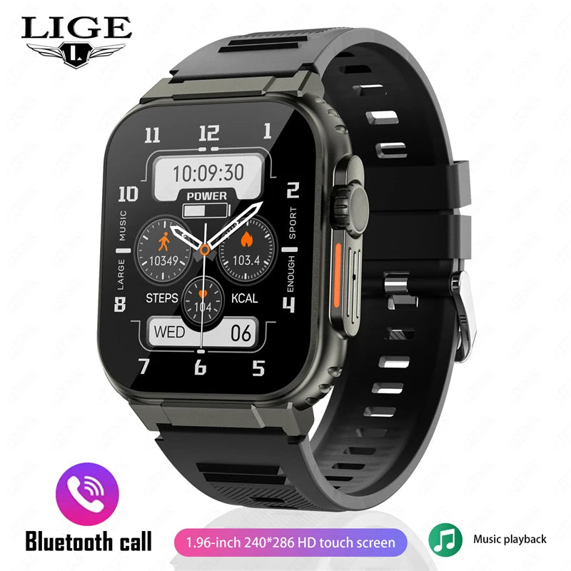 LIGE 600mAh high-Capacity Smart Watch Ultra Watch Men Bluetooth Call TWS Local Music Smartwatch Sport IP68 Waterproof Watches