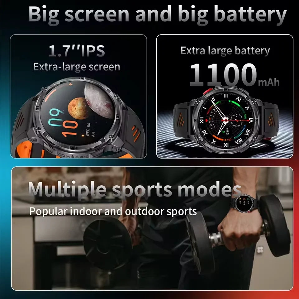 Rugged Outdoor GPS Smart Watch 1100mAh – 1.7" AMOLED