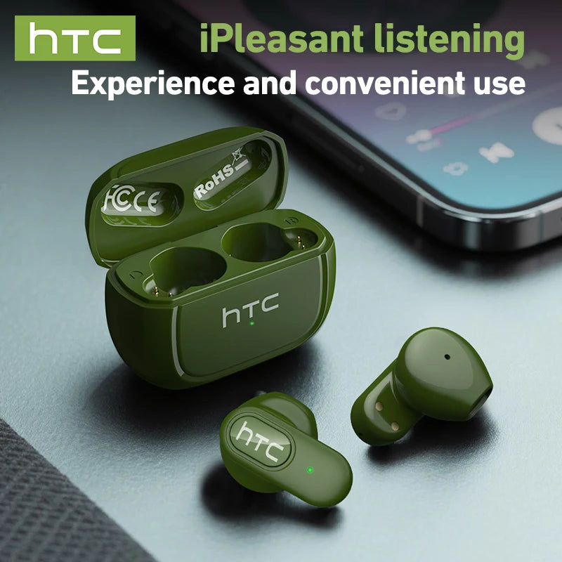 HTC NE51 TWS Wireless Earbuds Bluetooth 6.0 AI Translator ENC Noise Cancelling IPX5 Waterproof 14.2mm HiFi Stereo Headphones