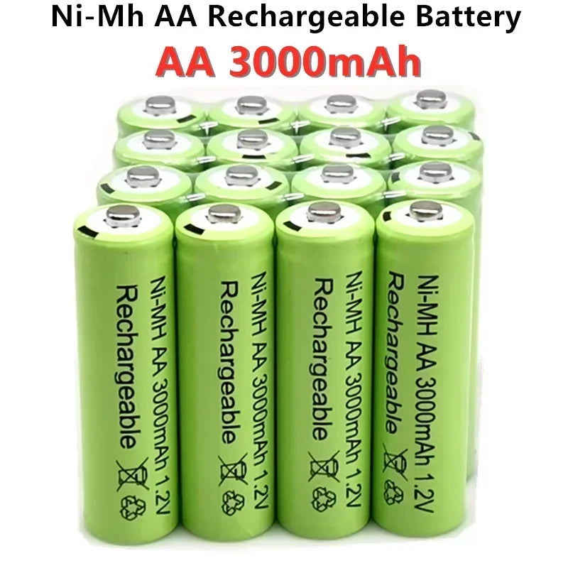 High Capacity 1.2V 3000mAh NiMH AA Rechargeable Batteries, 8-Pack with Long Life & Low Self Discharge for Toys RC Camera Flash