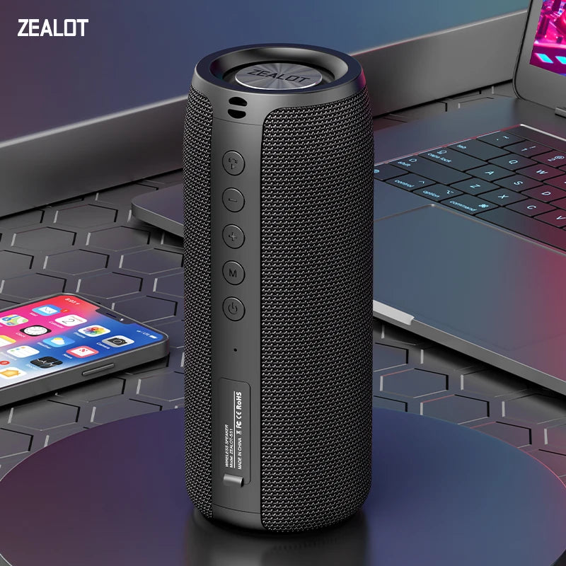 ZEALOT-S51 TWS Portable Bluetooth Speaker Wireless Bass Subwoofer Waterproof Outdoor Speakers Subwoof Loudspeaker Box Support TF
